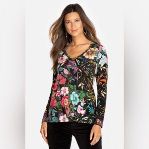 Johnny Was Multicolor Floral Long Sleeve Top